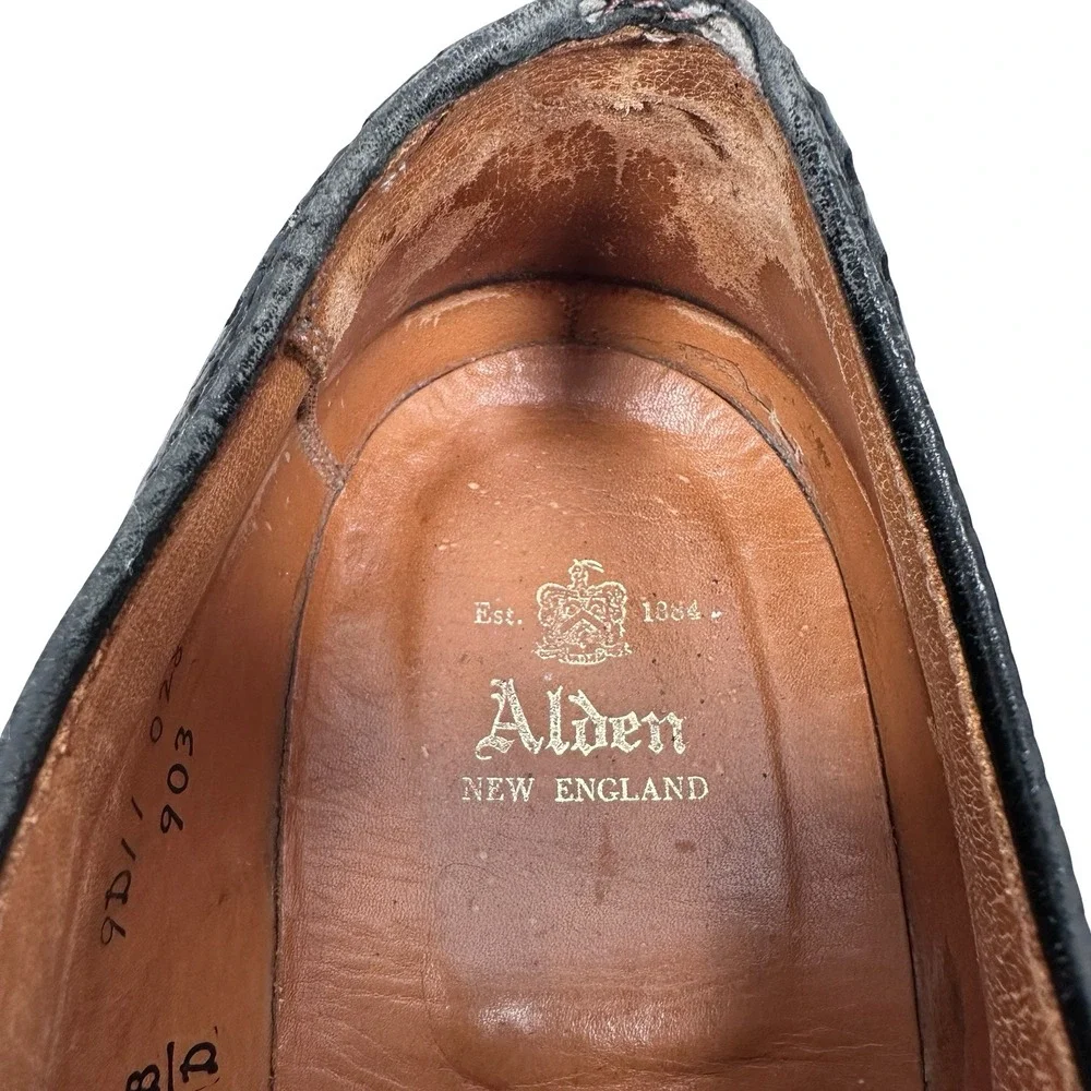 Alden 903 Mens Black Leather Wingtip Oxford Brogue Dress‎ Shoes Size 9 B/D USA